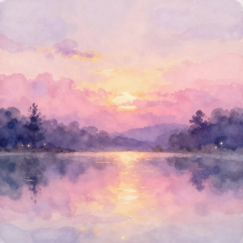 A soft and dreamy watercolor illustration depicting a magica...