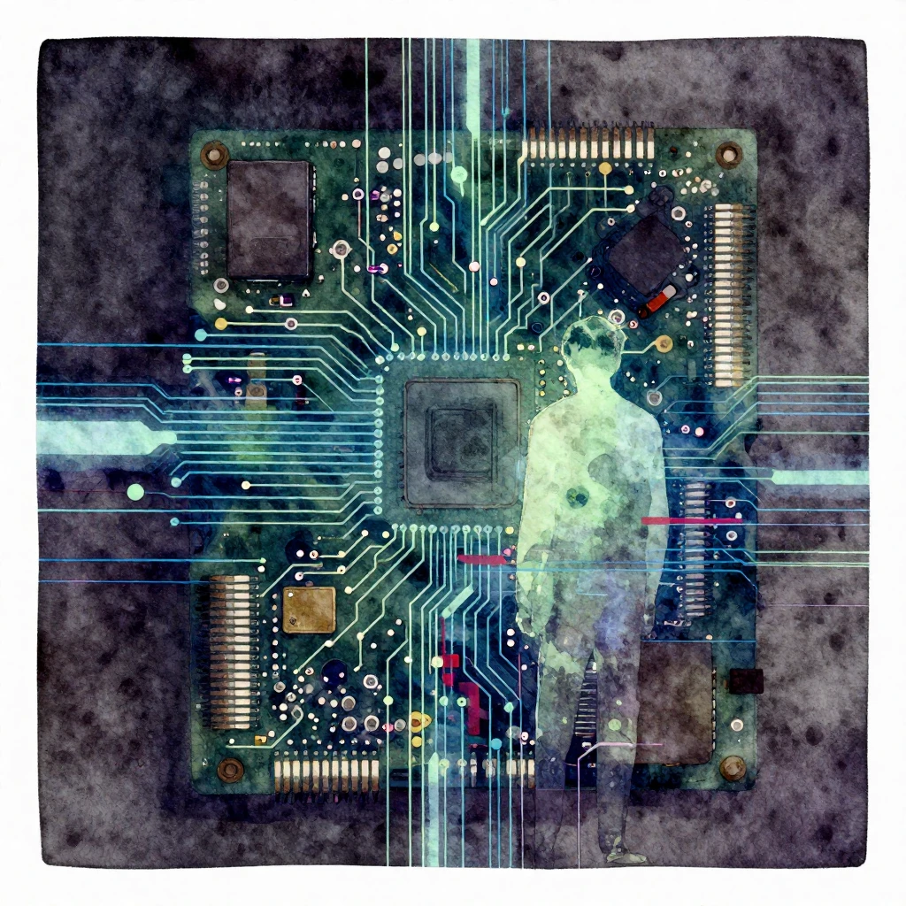 A vibrant watercolor painting of a grunge album cover. Focus...