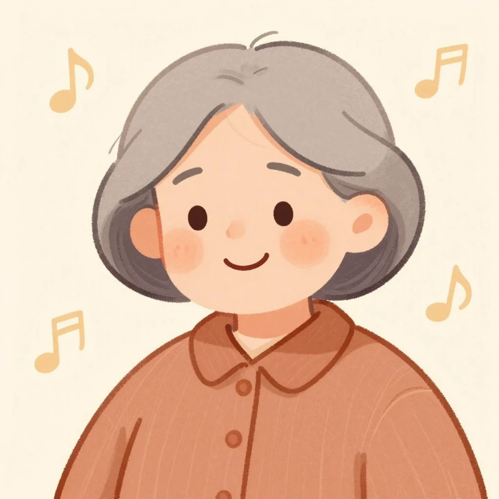 A warm, gentle illustration of a grandmother figure with a k...