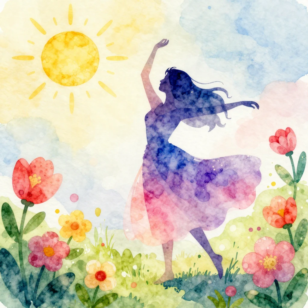 A vibrant watercolor illustration featuring bright spring fl...