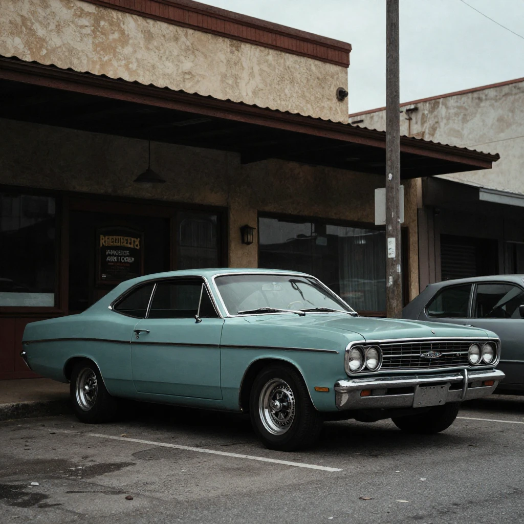 A classic Duster car parked in an urban setting, perhaps on ...