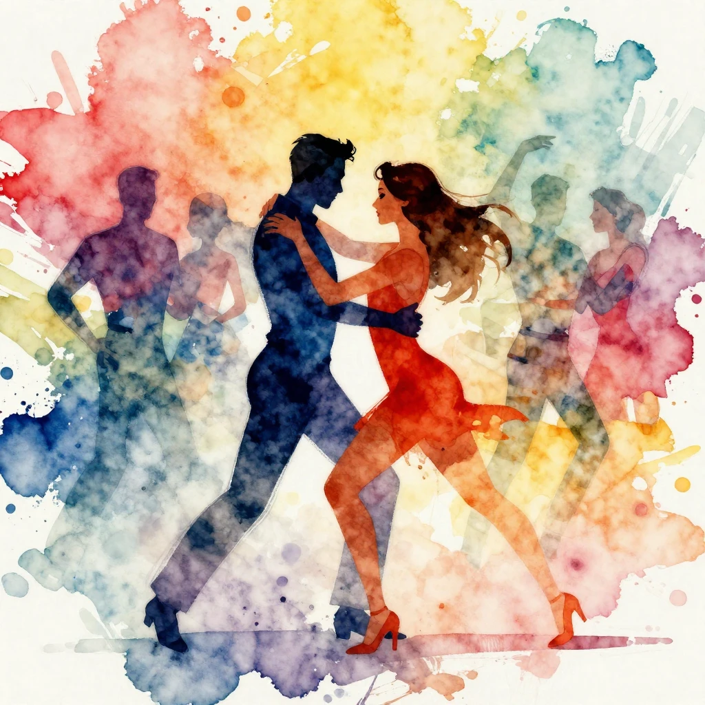 Vibrant watercolor style. Abstract art for a salsa music alb...