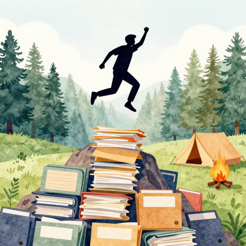 Watercolor style. A stylized silhouette of a person jumping ...