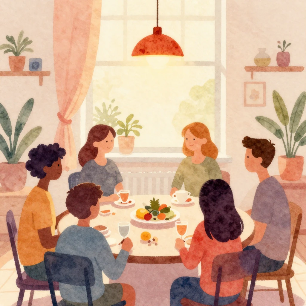 A vibrant watercolor style illustration focusing on joy and ...