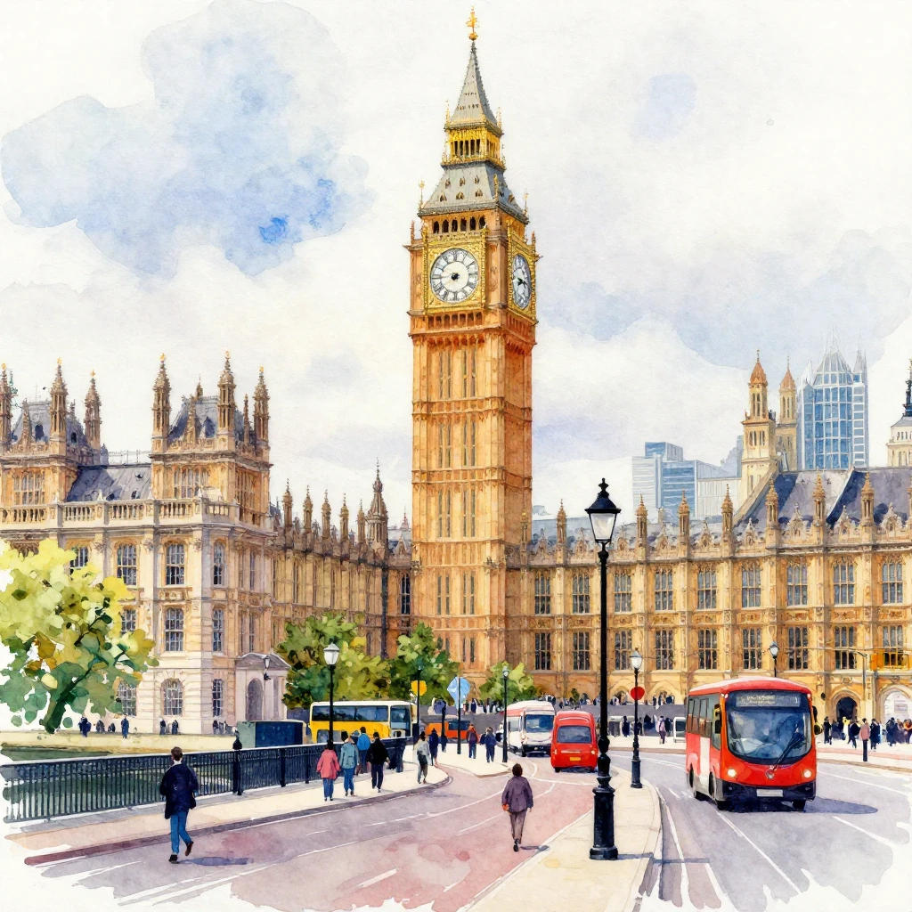 A vibrant watercolor painting depicting iconic elements of a...