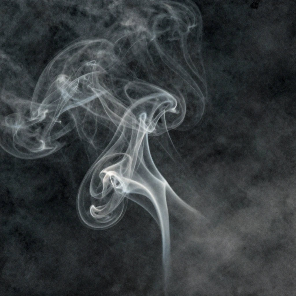 A dark, atmospheric background filled with swirling, translu...