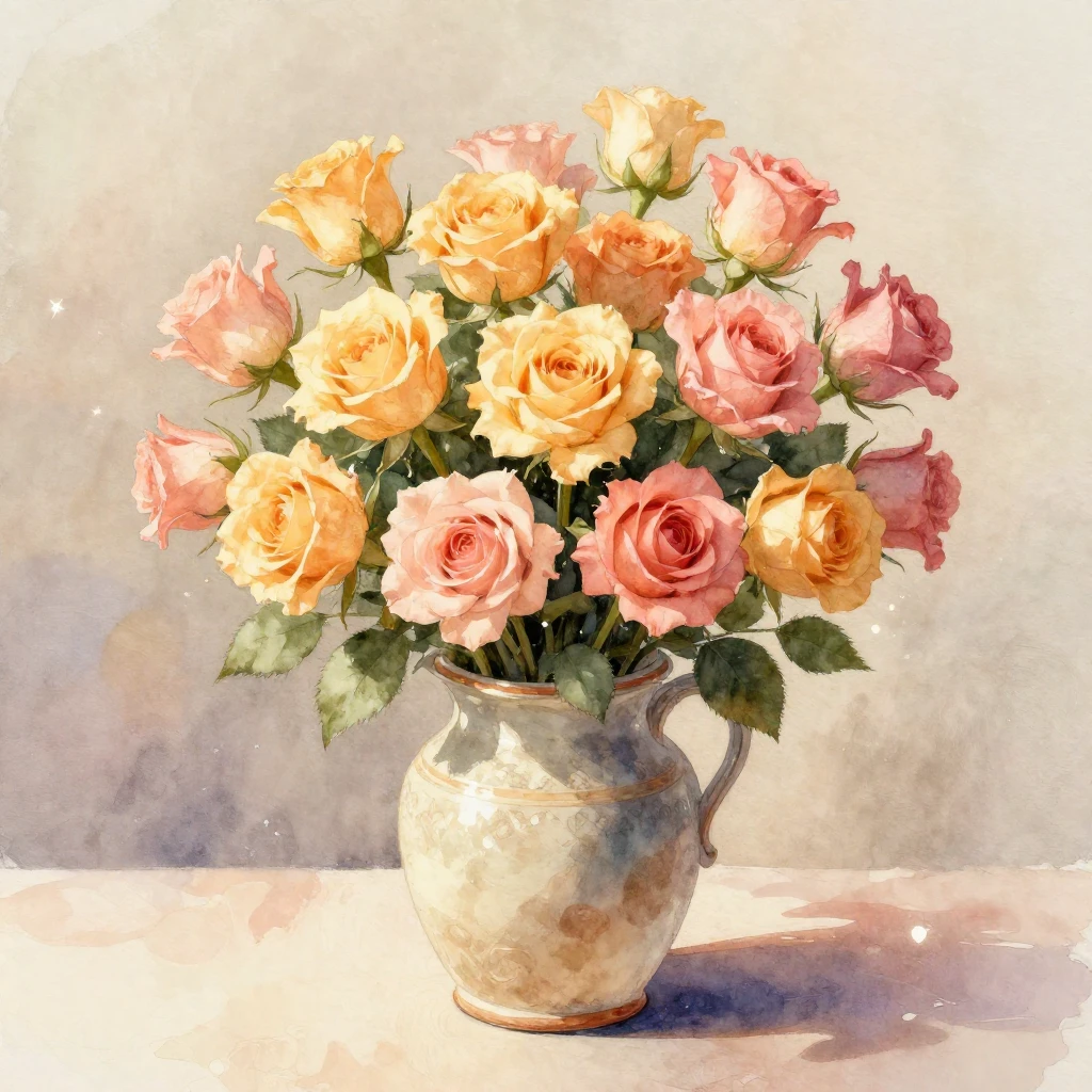 A soft watercolor painting, conveying warmth and affection, ...