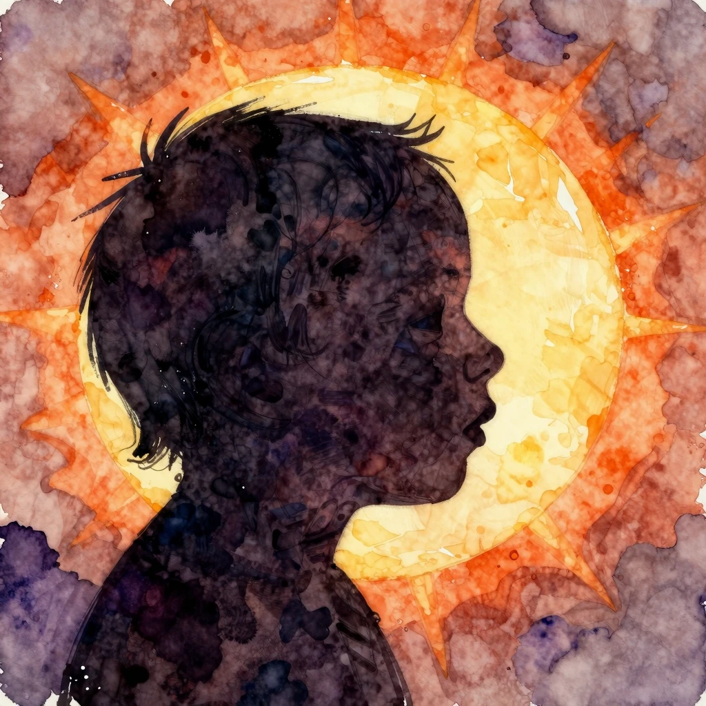 Vibrant watercolor style. A minimalist, dark rock opera albu...