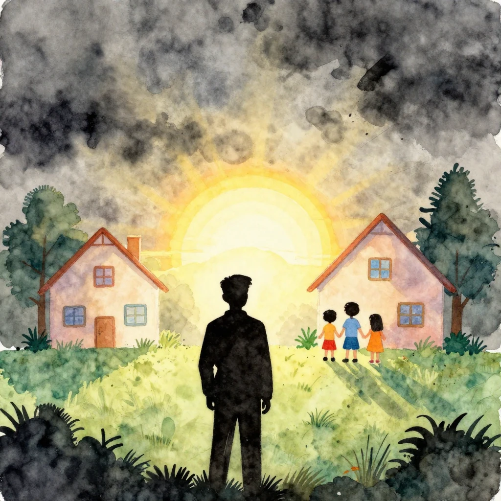 A vibrant watercolor painting of a child's drawing on a wall...