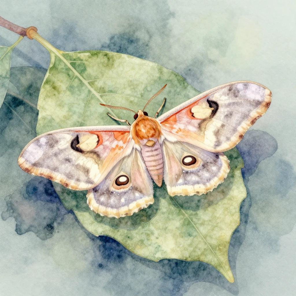 A delicate moth with intricate wing patterns, resting on a m...