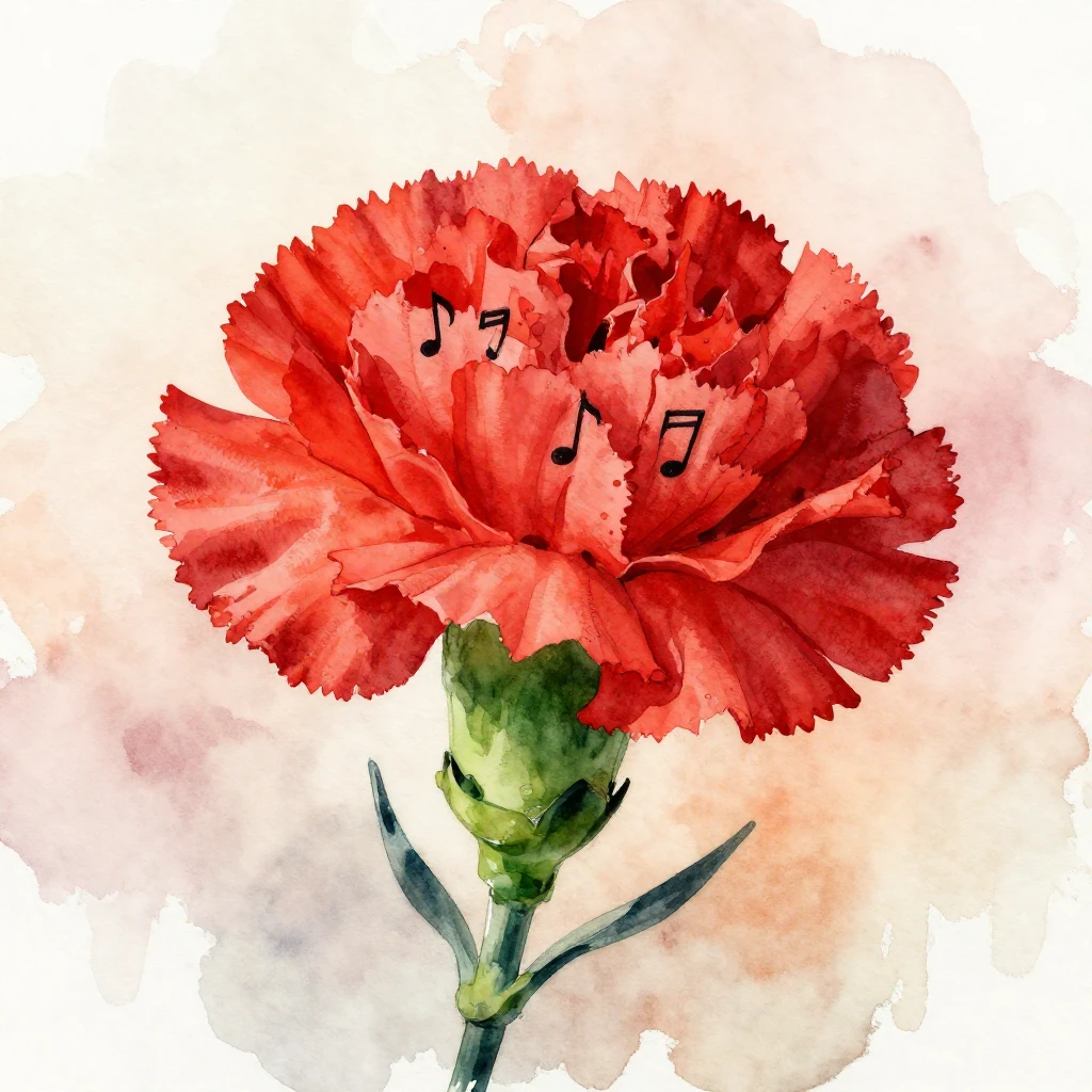 A vibrant red carnation painted in a loose and expressive wa...