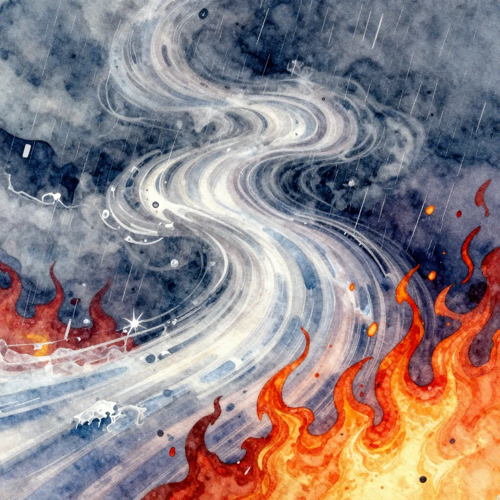 A vibrant watercolor artwork depicting a blend of dramatic w...