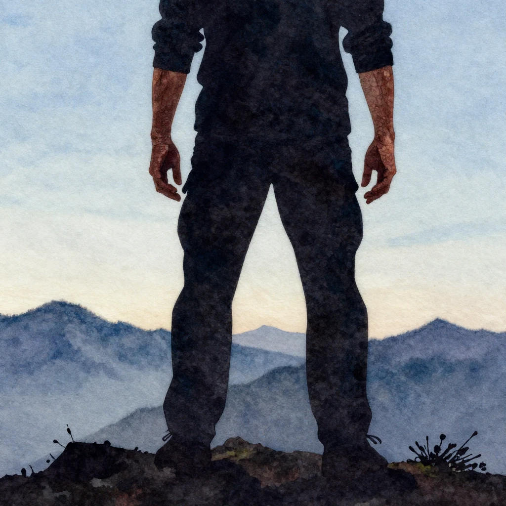 A vibrant watercolor painting focusing on the silhouette of ...