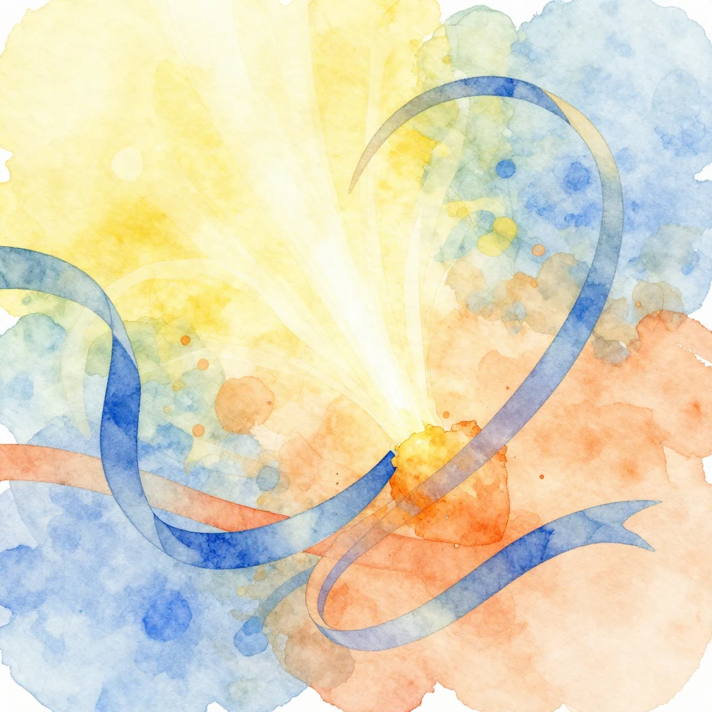 A vibrant watercolor illustration depicting abstract element...