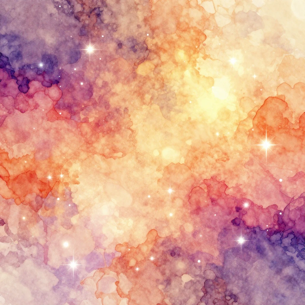 A vibrant and warm abstract watercolor scene with a strong f...