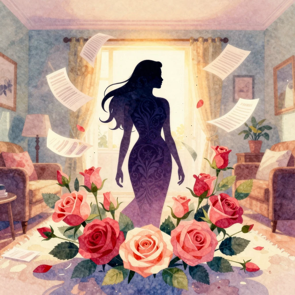 Vibrant watercolor style Latin-style illustration with a sil...