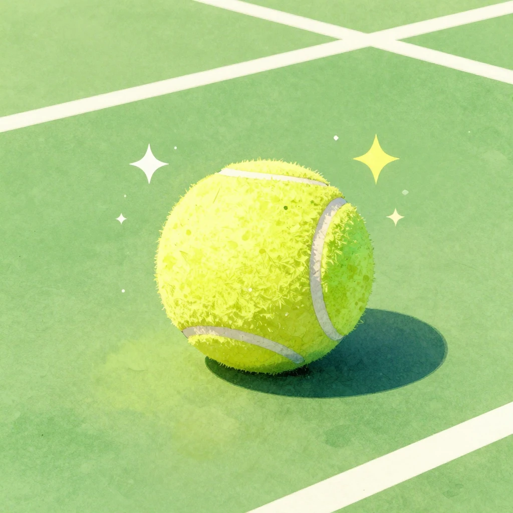 Watercolor style. Vibrant 3D render of a golden tennis ball ...