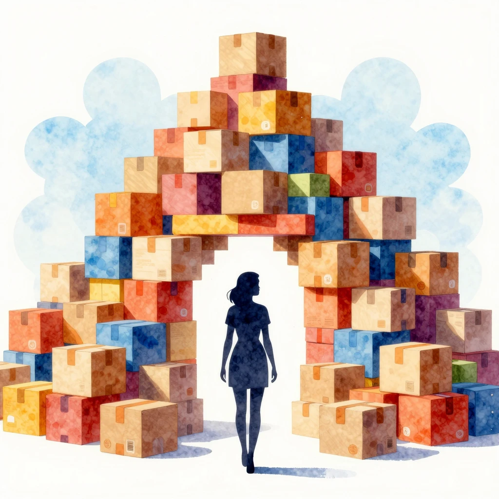 Watercolor style, a stylized silhouette of a woman standing ...