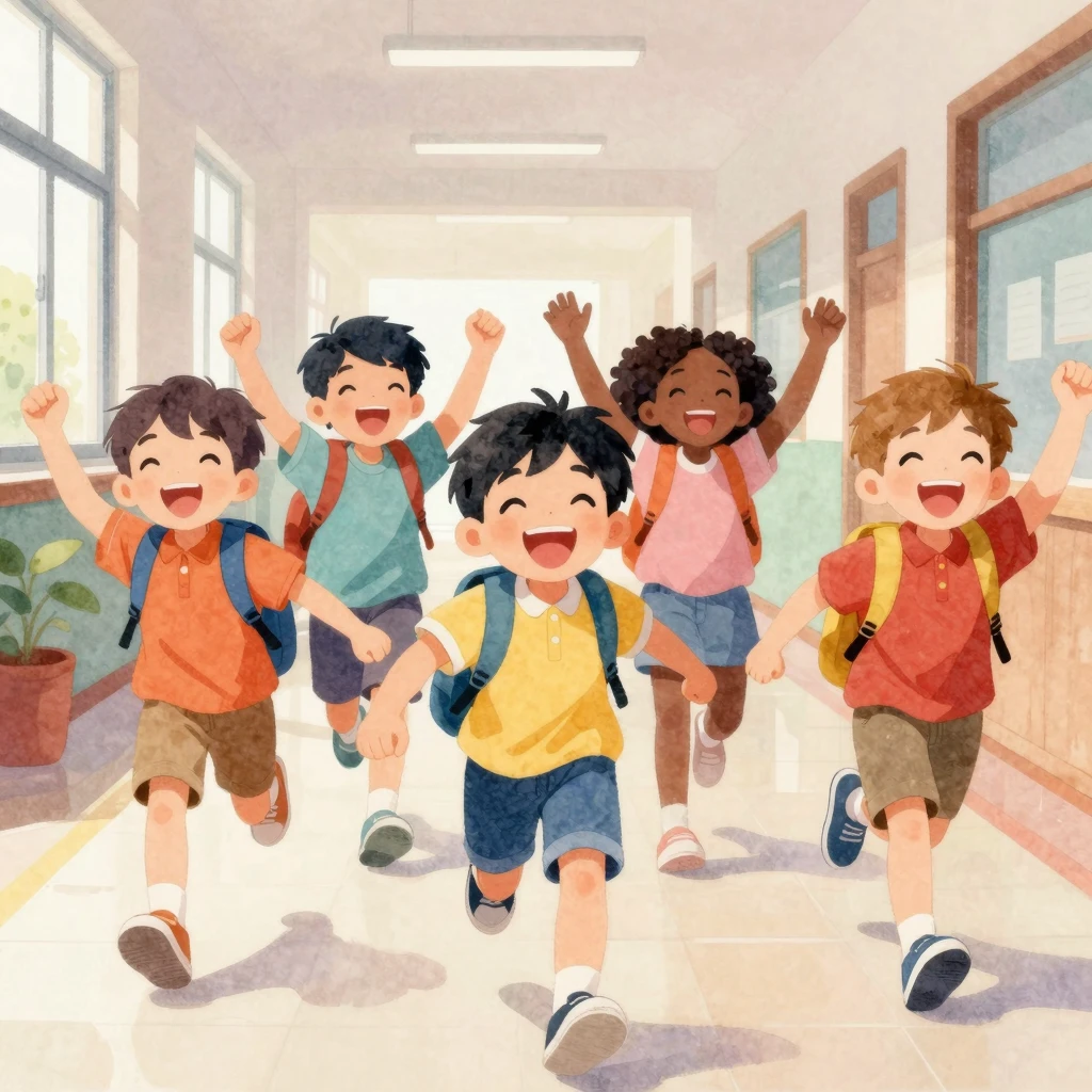 Vibrant watercolor illustration of a group of diverse elemen...