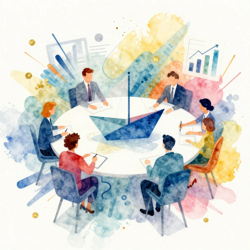 Vibrant watercolor abstract art representing teamwork and co...