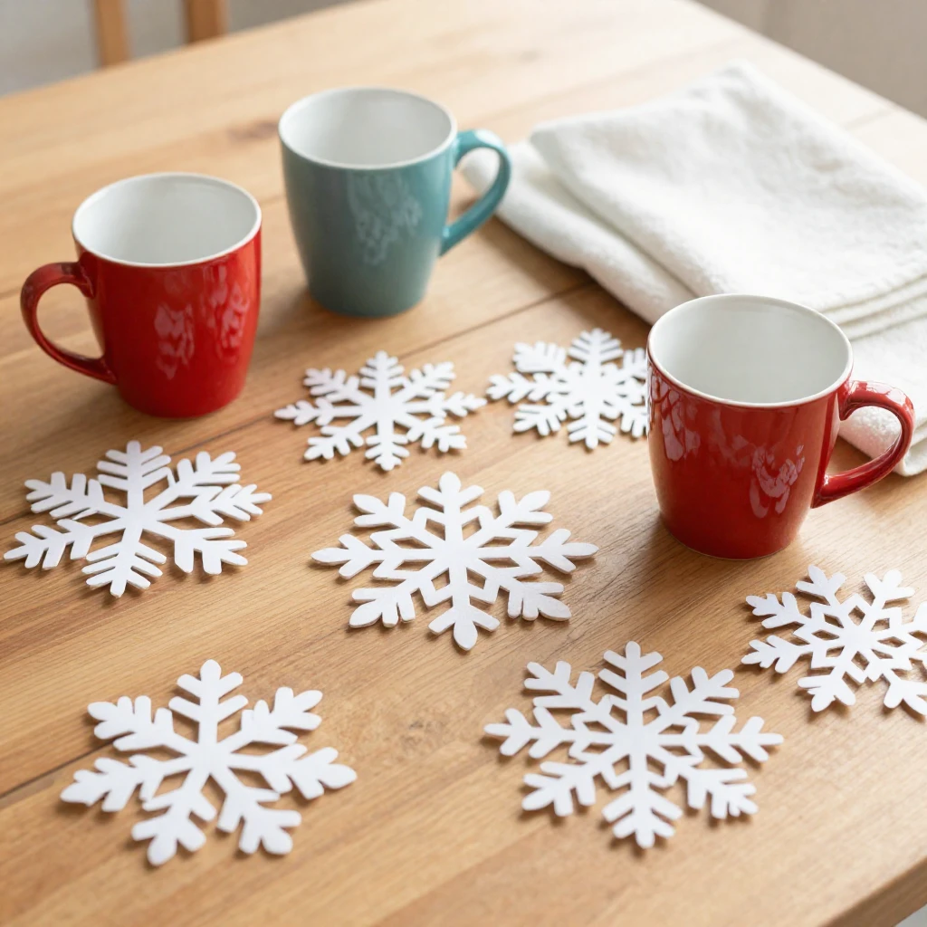 A collection of festive and cozy winter decorative elements ...