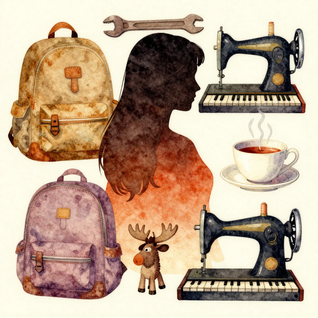 A vibrant, slightly kitsch illustration in watercolor style,...