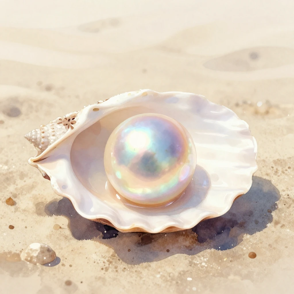 A single, perfectly round pearl shimmering with iridescent l...