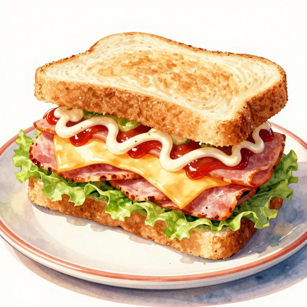 A beautifully crafted sandwich, featuring layers of melted c...