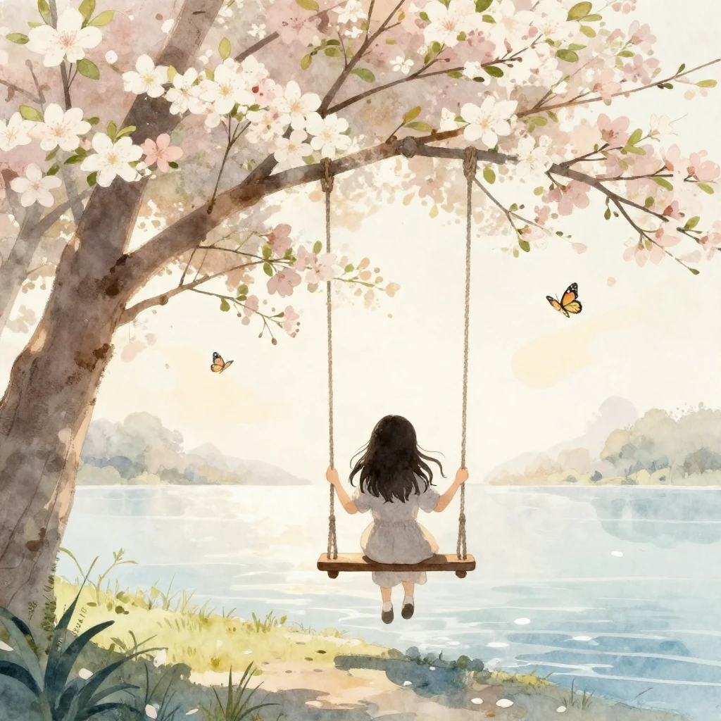 A peaceful watercolor illustration showing the silhouette of...