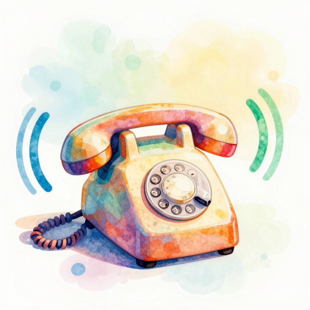 A vibrant, abstract watercolor illustration of a ringing pho...