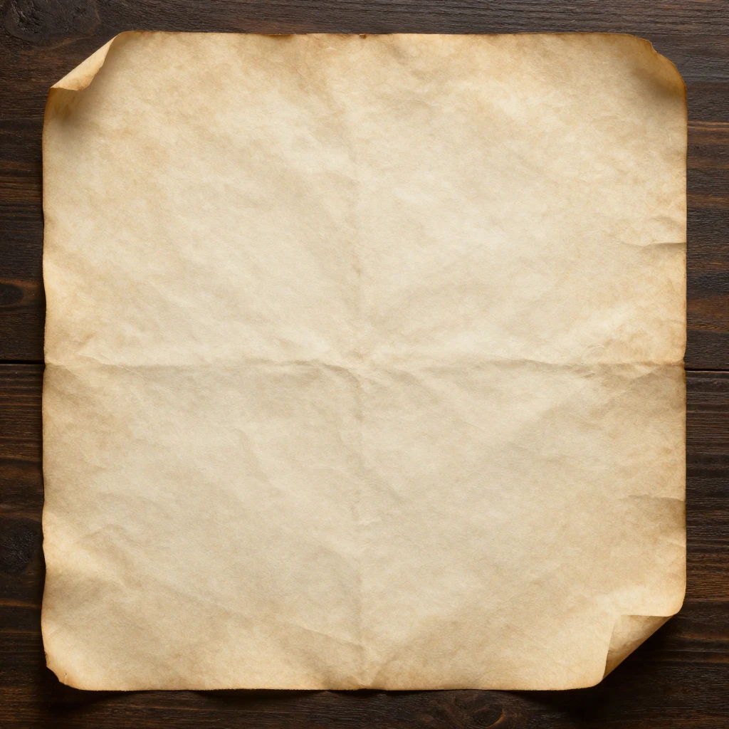 A sheet of aged, slightly crinkled parchment paper, with sub...