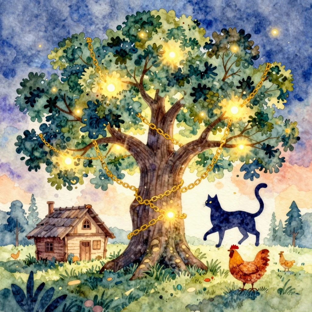 A vibrant watercolor illustration with a strong sense of Rus...