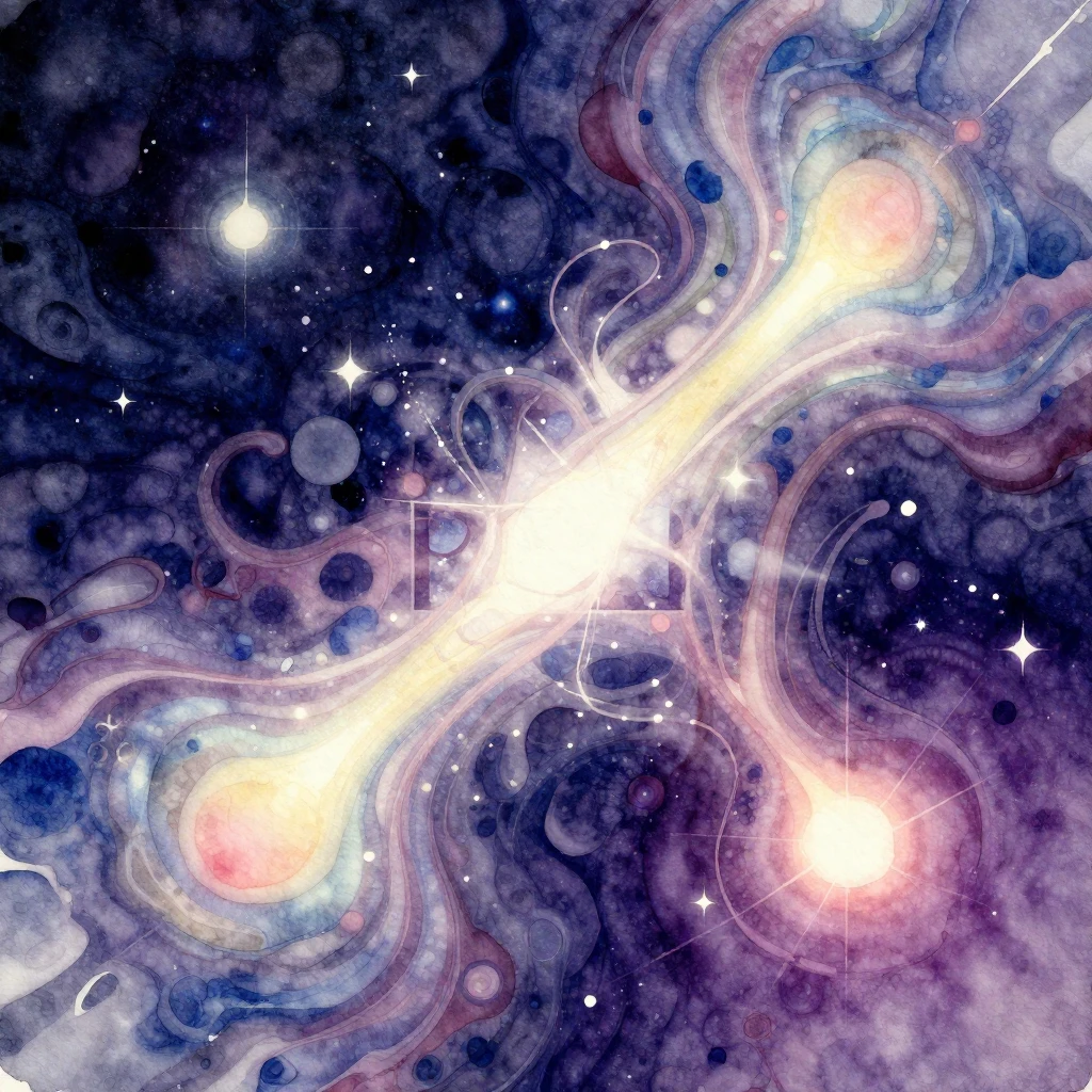 Vibrant watercolor style. Cosmic R&B album art: flowing ligh...