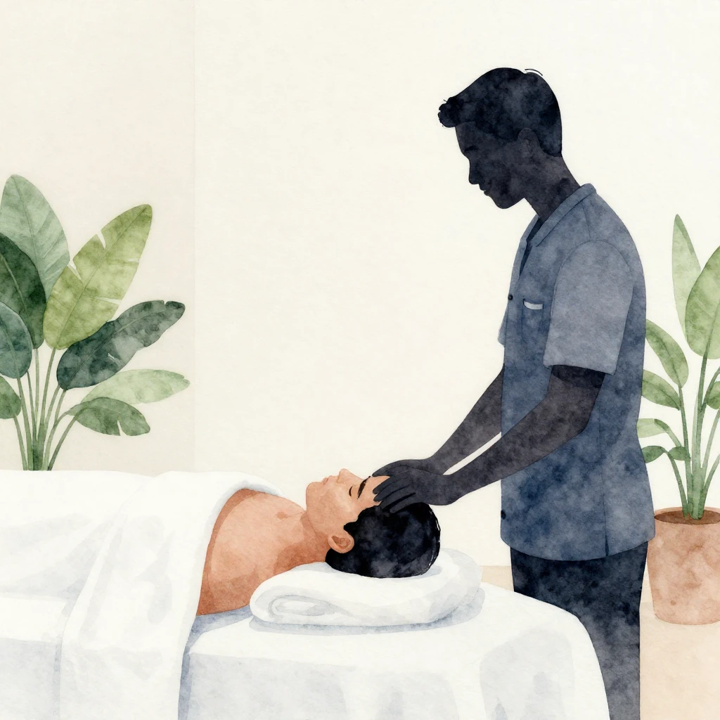 A watercolor illustration depicting a silhouette of a man in...