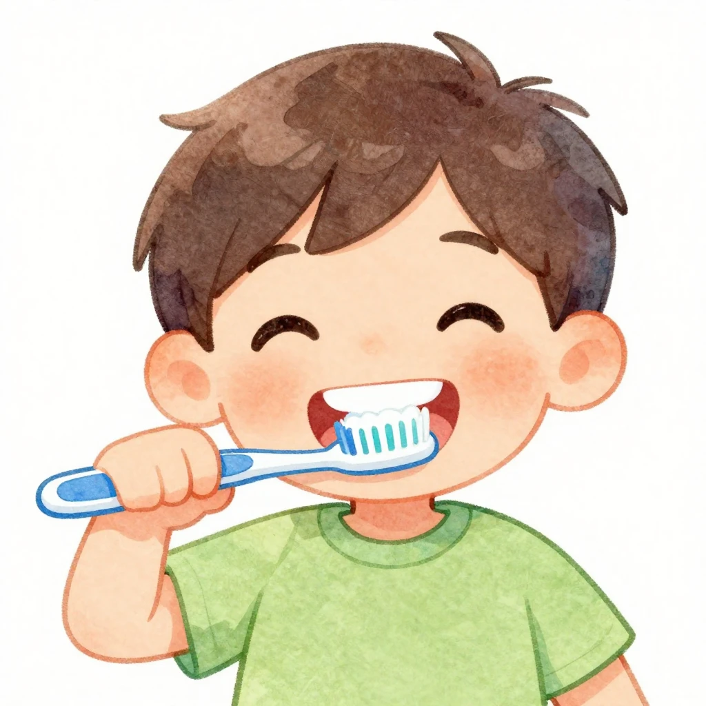 A vibrant, playful watercolor illustration showing a child h...