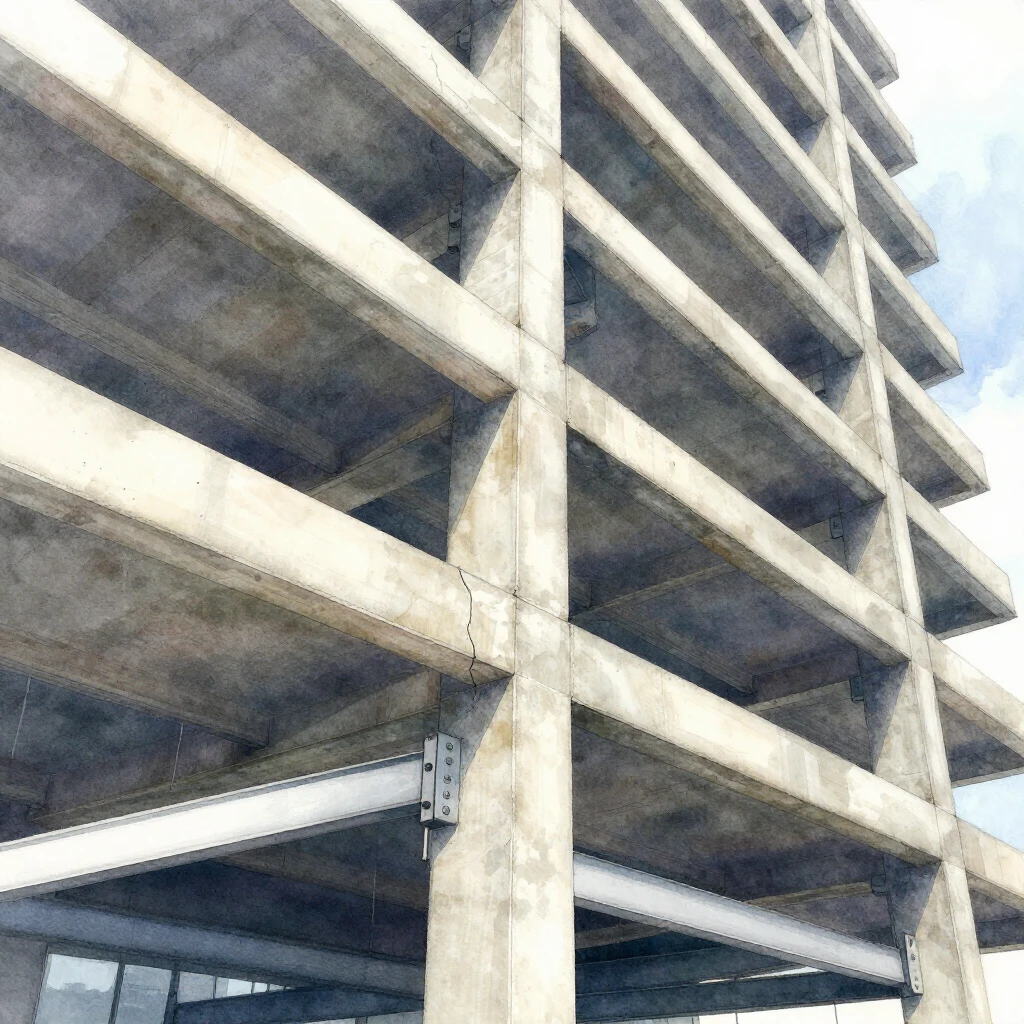 A detailed, realistic illustration of a large, modern buildi...