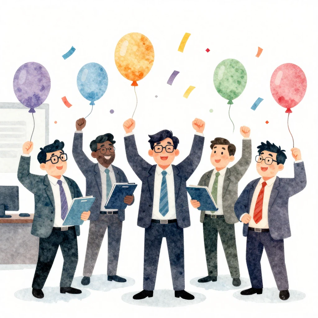 Watercolor style. Five funny silhouettes of men in business ...