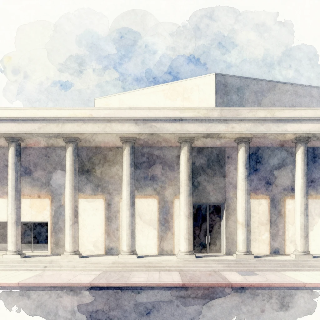 Architectural visualization in watercolor, minimalist modern...