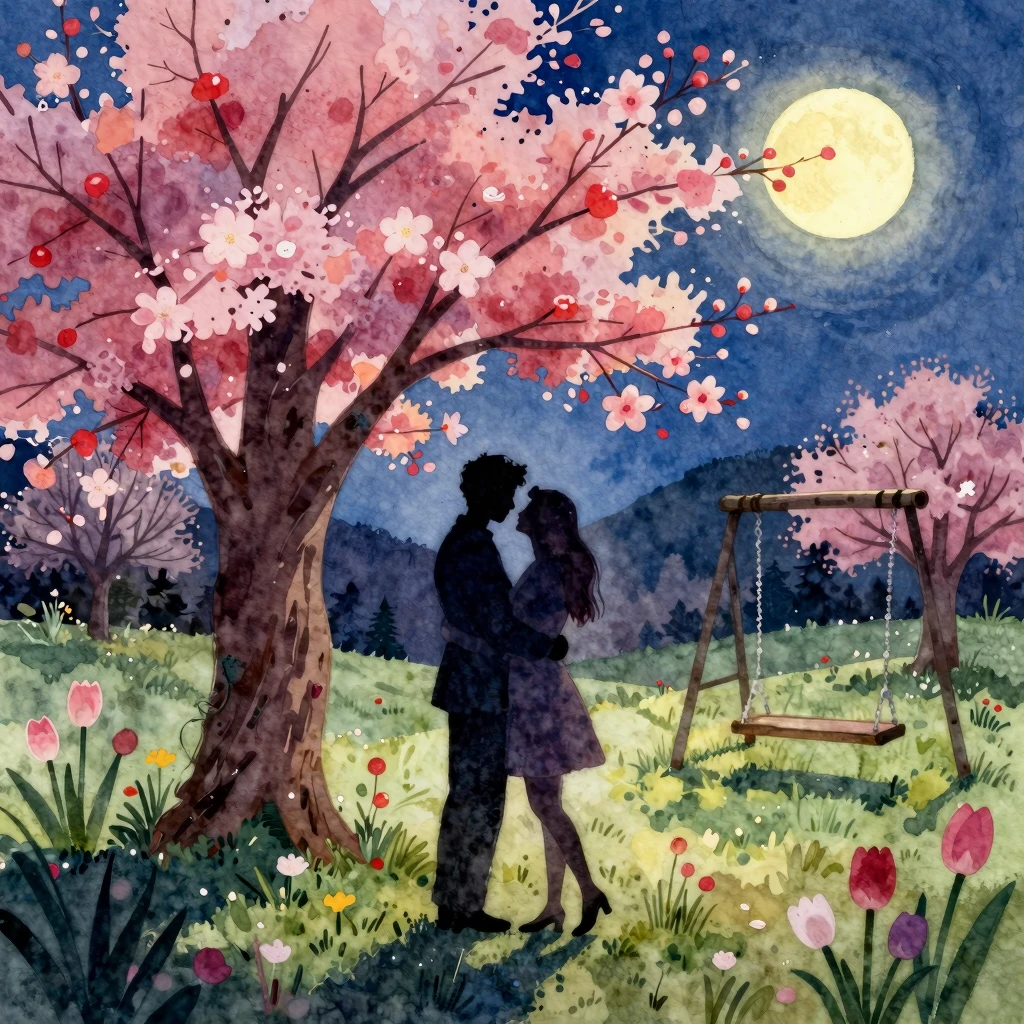 Vibrant watercolor style. Appalachian folk art style, nostal...