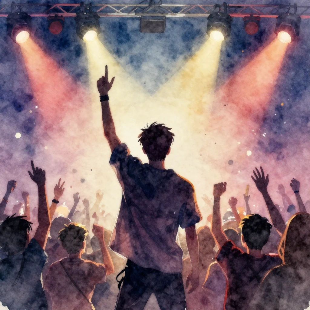 A vibrant watercolor painting depicting a triumphant moment ...