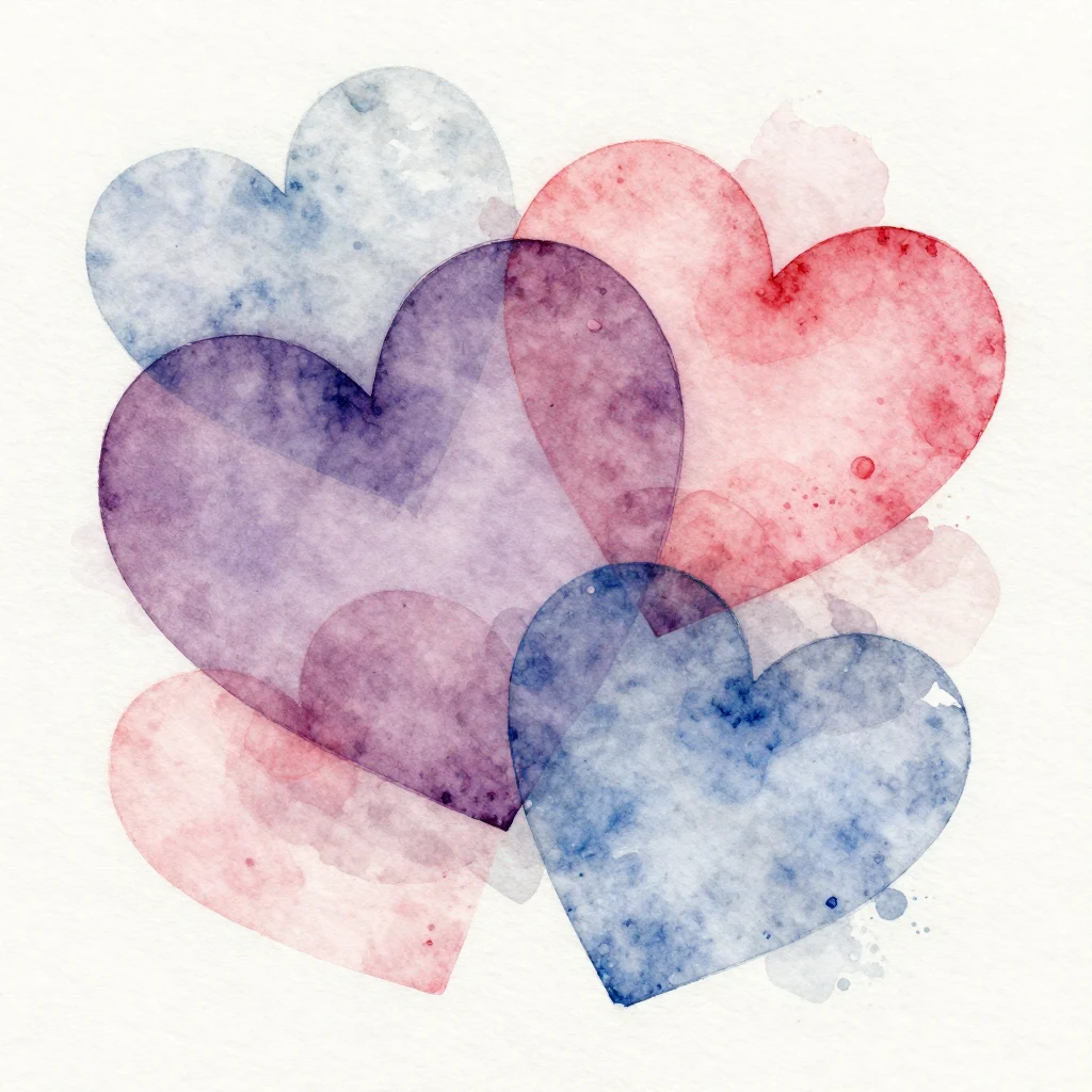 A watercolor illustration depicting abstract symbols of inte...