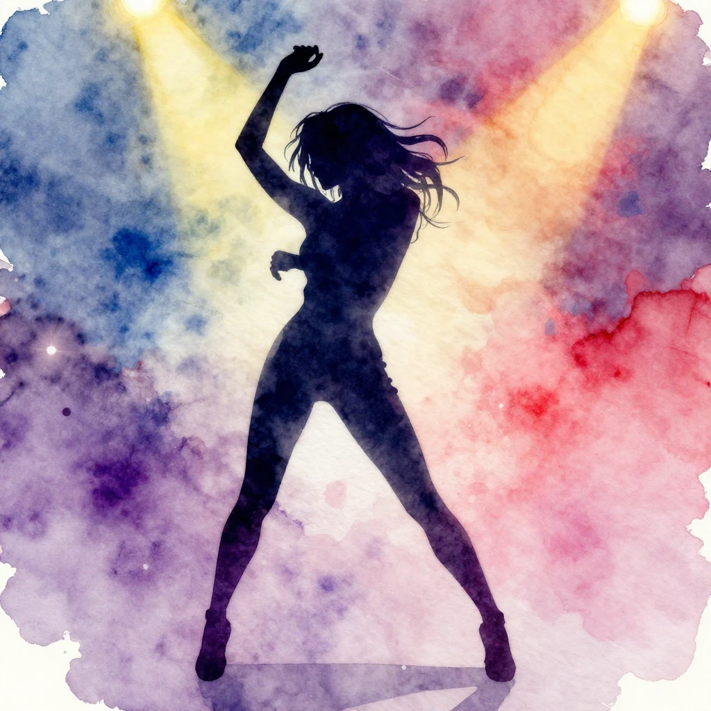 A confident female silhouette with a sassy attitude, dancing...