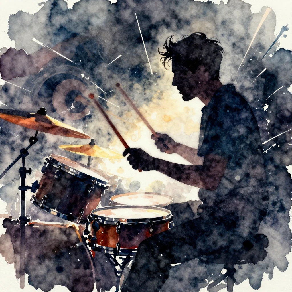 A vibrant watercolor painting of a dynamic silhouette of a d...