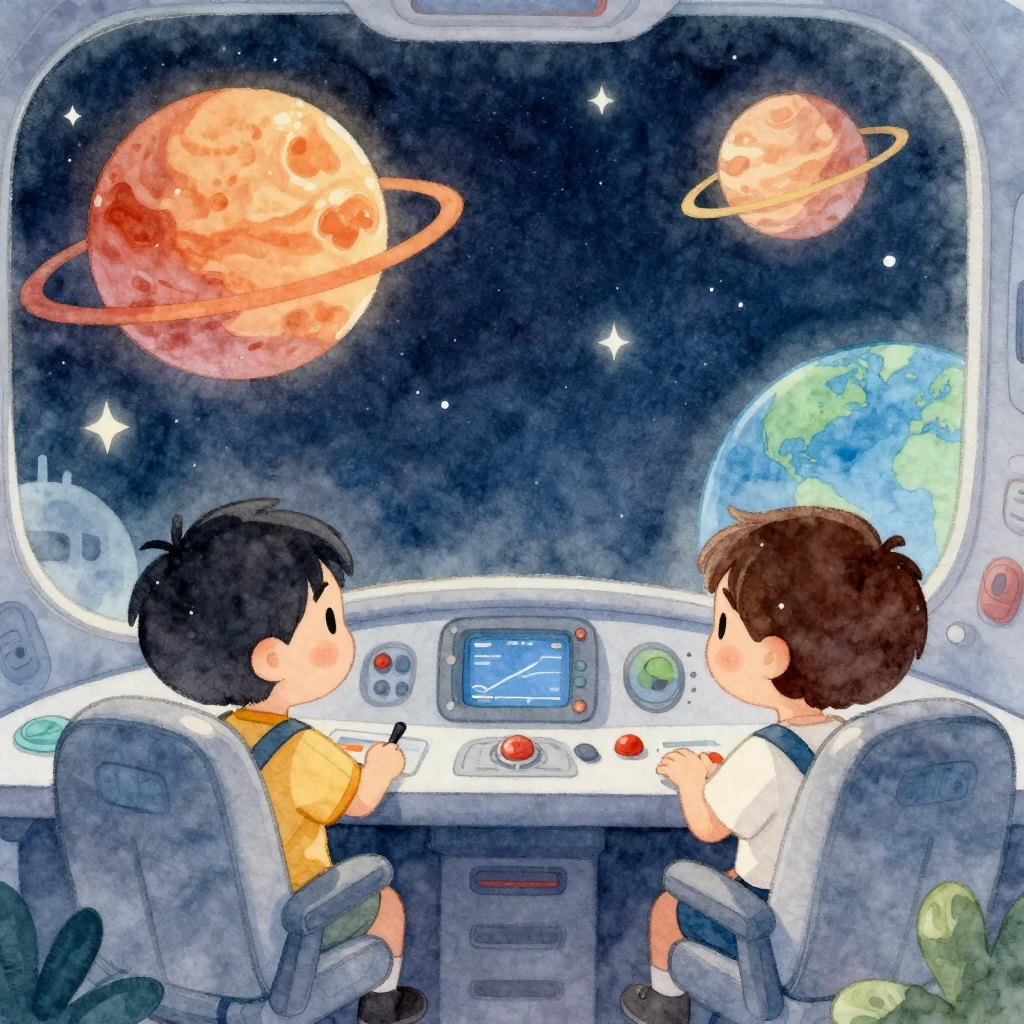 Playful watercolor anime style illustration focused on cute ...