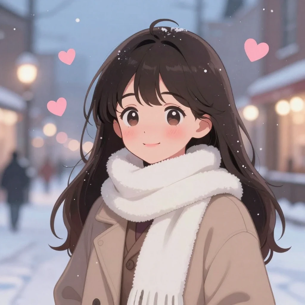 A romantic and cute anime-style illustration of a young woma...