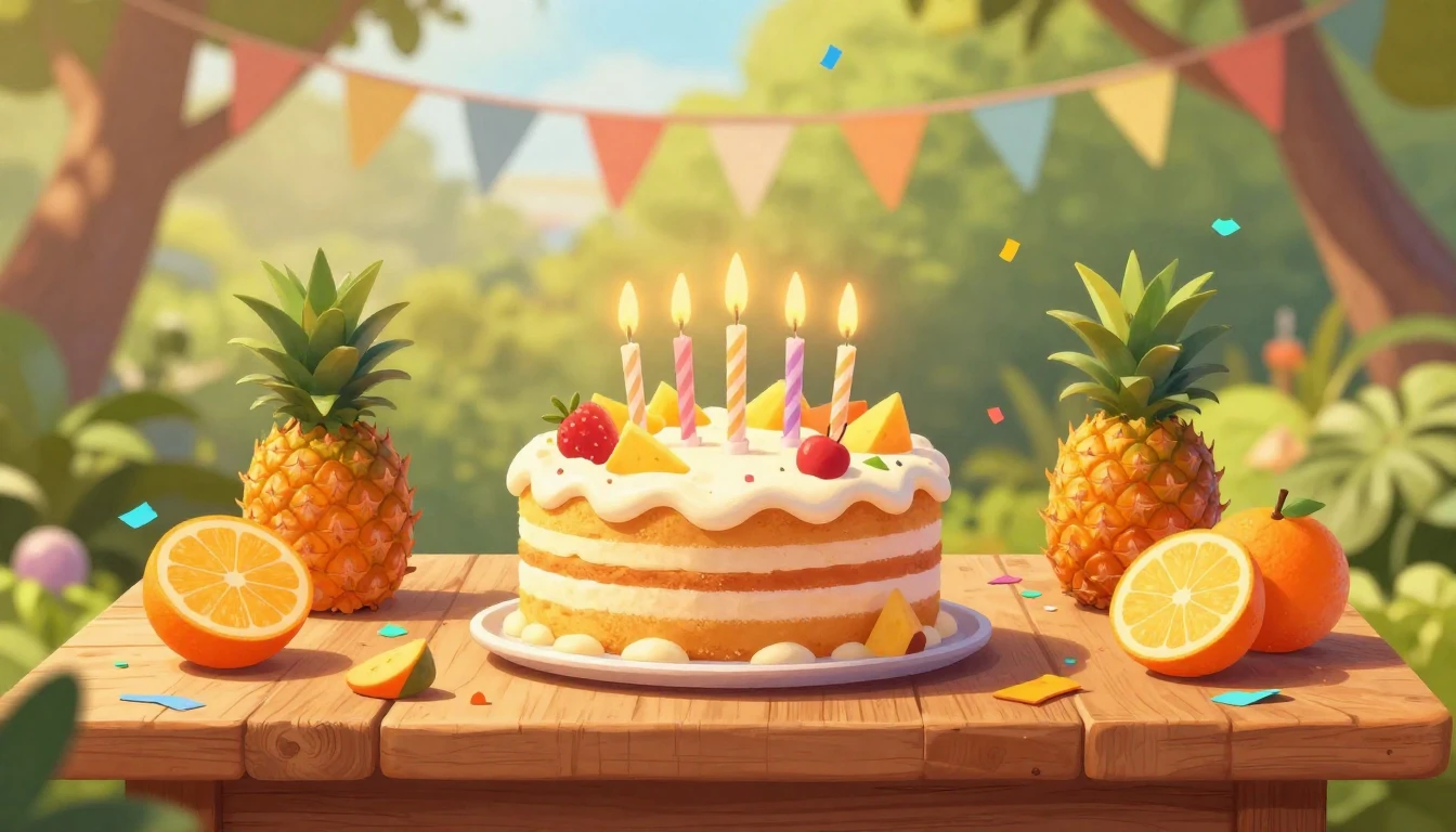 A warm and festive birthday illustration featuring a rustic ...