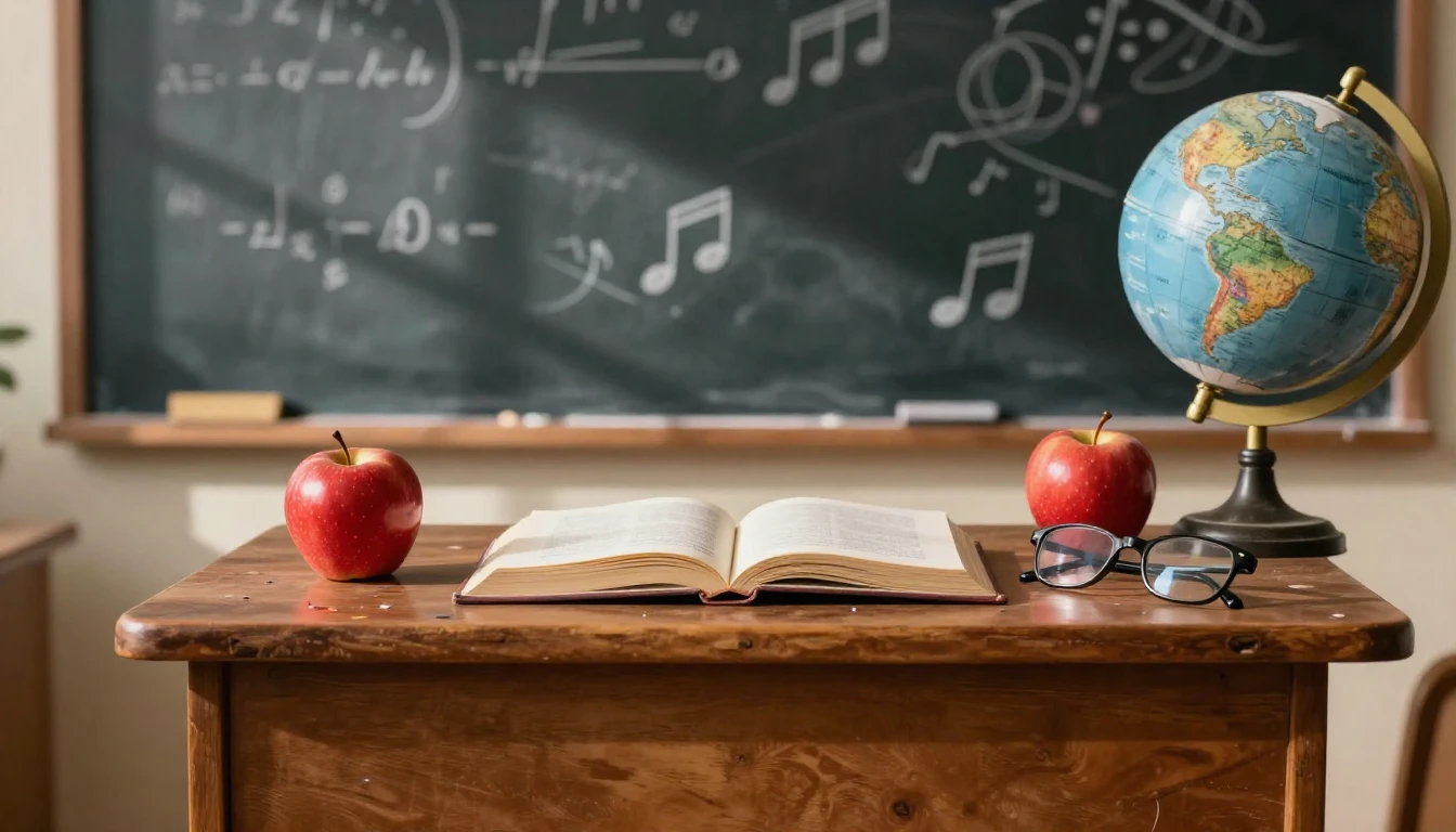 A warm and nostalgic composition symbolizing education and g...