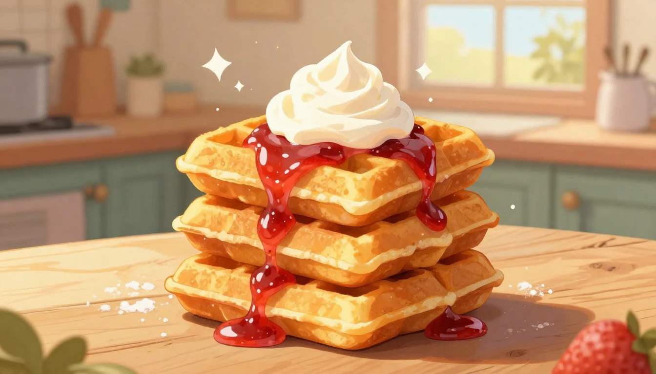 A vibrant and cheerful cartoon illustration of a tall stack ...