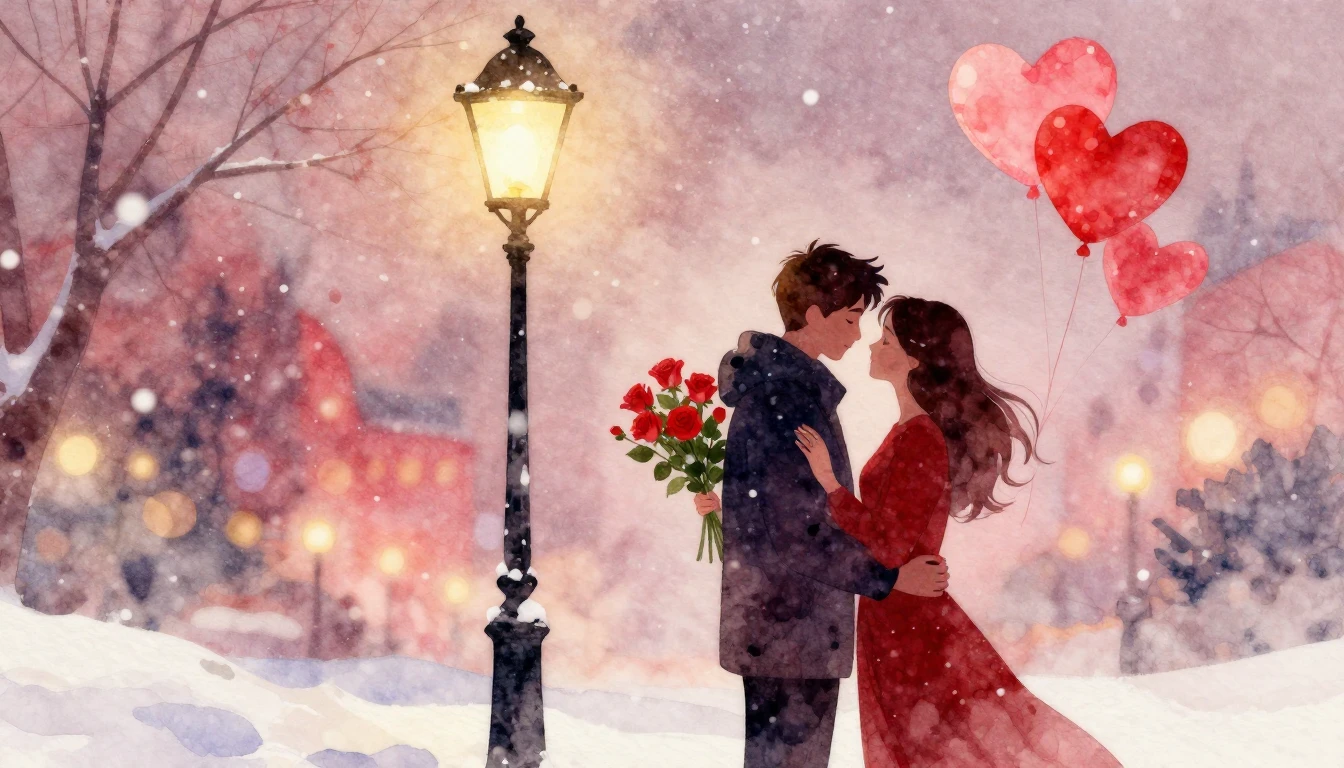 A romantic and dreamy watercolor painting for a Valentine's ...
