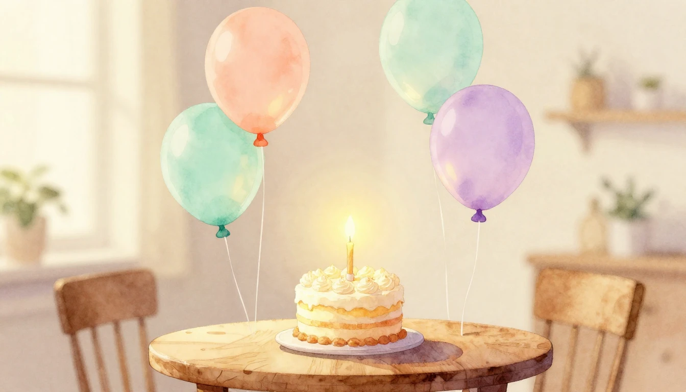 A soft watercolor painting of a cozy room filled with warm s...